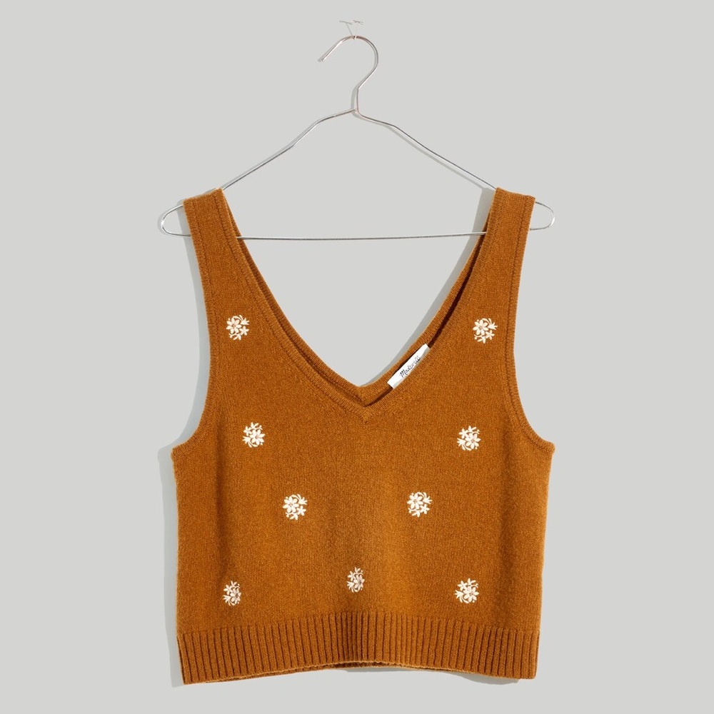 Madewell V Neck Sweater Tank w/ Florals